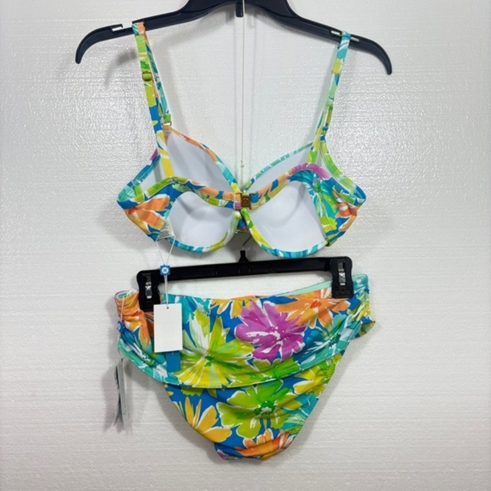 Bleu Rod Beattie  NWT 2PC Twist-Front Bikini Top + Bottoms set  6 8 S‎ M - Picture 10 of 14